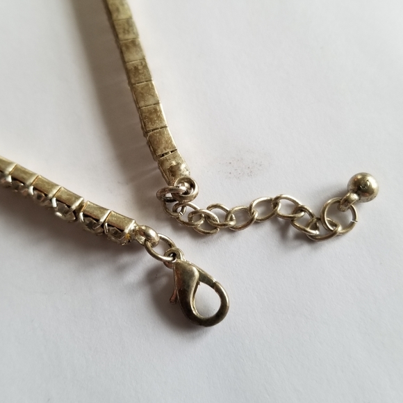 vintage necklace clear rhinestones choker tennis necklace prom bridal wedding - Picture 9 of 9